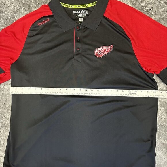 Detroit Red Wings Polo Shirt Size XL Reebok Center Ice Collection Black Red - Picture 7 of 8